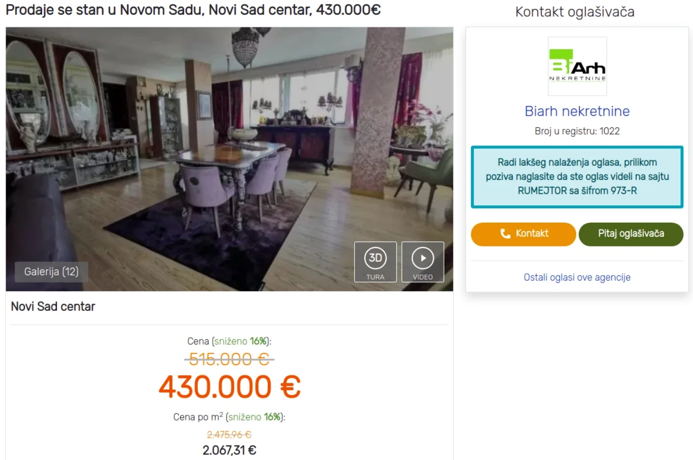 Novi izgled oglasa nekretnina na sajtu Roommateor roommateor