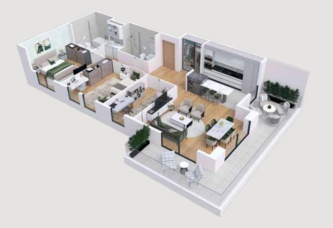 cetvorosoban stan 2 planet residence 2-9. sprat roommateor