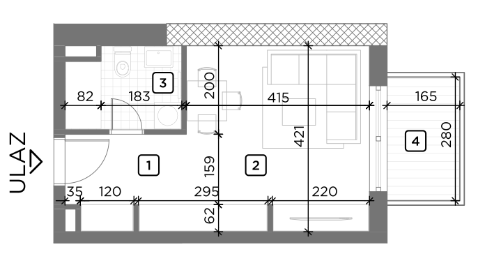 garsonjera tlocrt residence roommateor