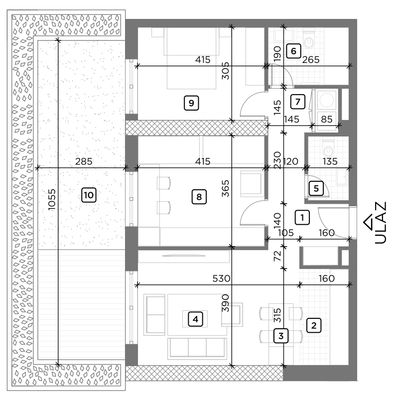 trosoban stan tlocrt residence roommateor