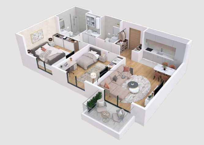 trosoban stan 2 planet residence 1-13. sprat roommateor