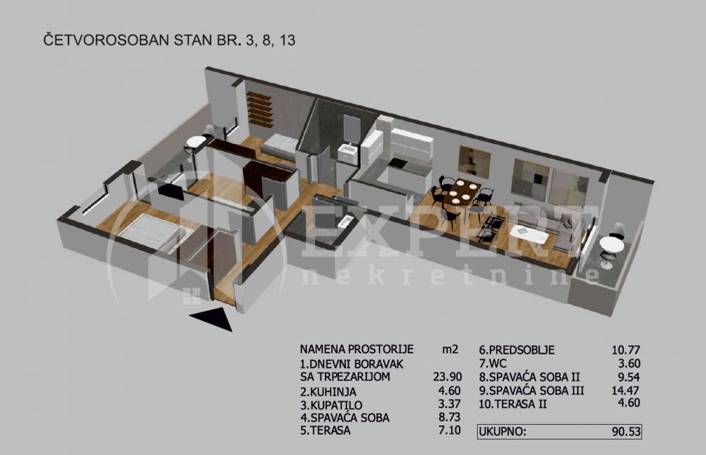 Slika 3 - Bulevar dr Zorana, Četvorosoban stan na prodaju, 90m2, 202.800€