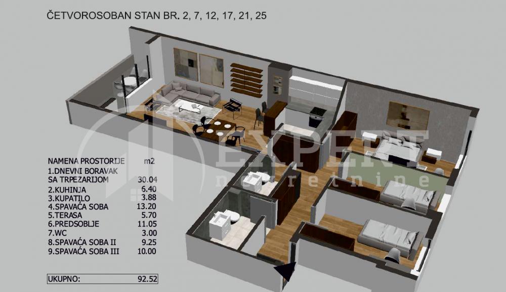 Slika 3 - Bulevar dr Zorana, Četvorosoban stan na prodaju, 92m2, 207.250€
