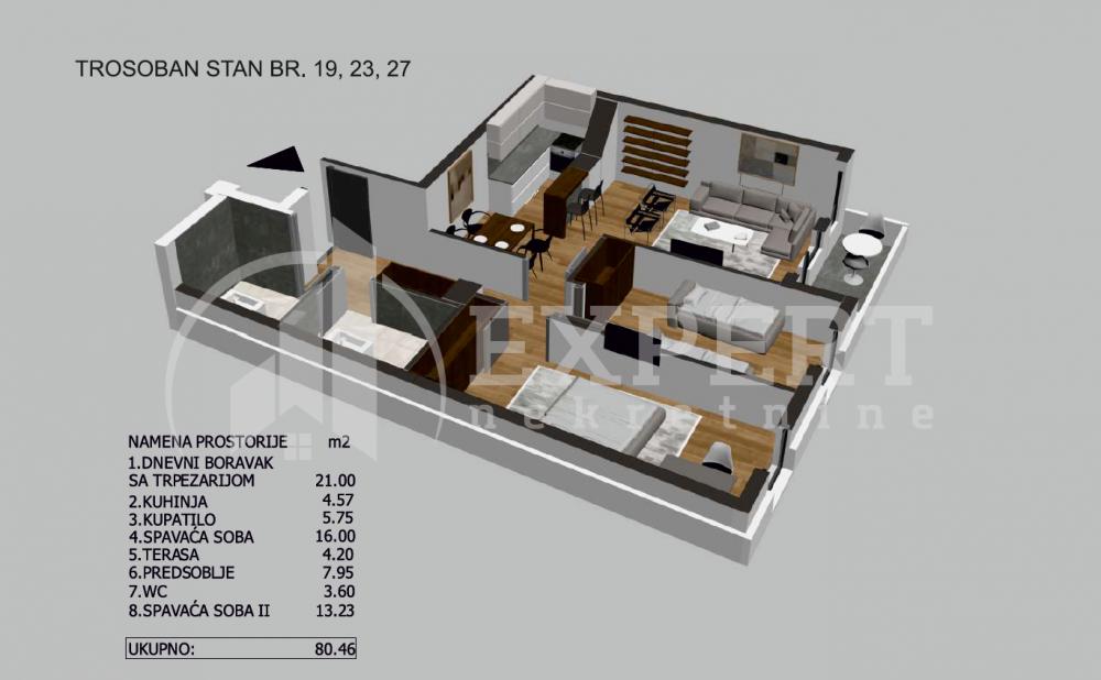 Slika 3 - Bulevar dr Zorana, Trosoban stan na prodaju, 80m2, 180.249€