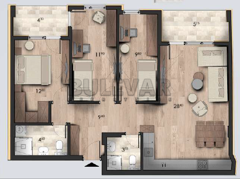 Slika 1 - Vojvode Mišića, Troiposoban stan na prodaju, 89m2, 215.280€