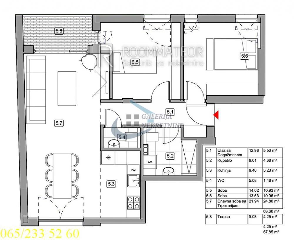 Glavna slika -Trosoban stan na prodaju, 68m2, 217.000€