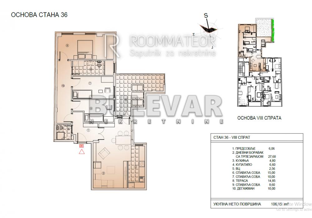 Slika 2 - Cara Dušana, Četvorosoban stan na prodaju, 106m2, 233.530€