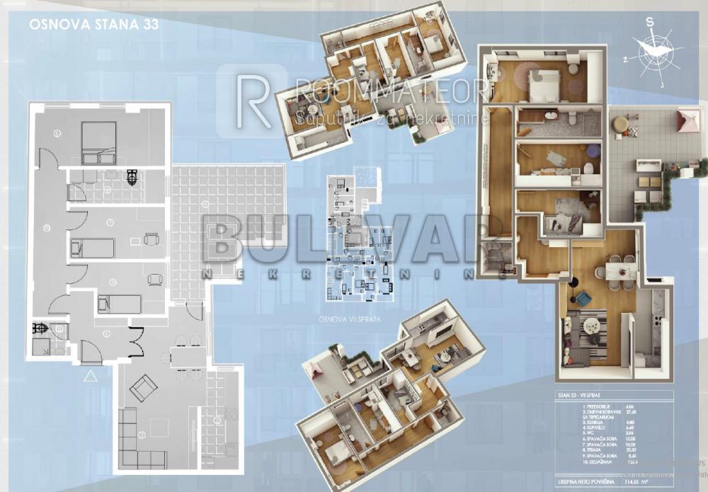 Slika 1 - Cara Dušana, Četvorosoban stan na prodaju, 114m2, 252.250€