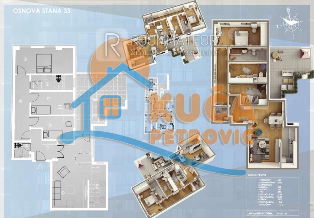 Slika 1 - Cara Dušana, Četvorosoban stan na prodaju, 114m2, 252.250€