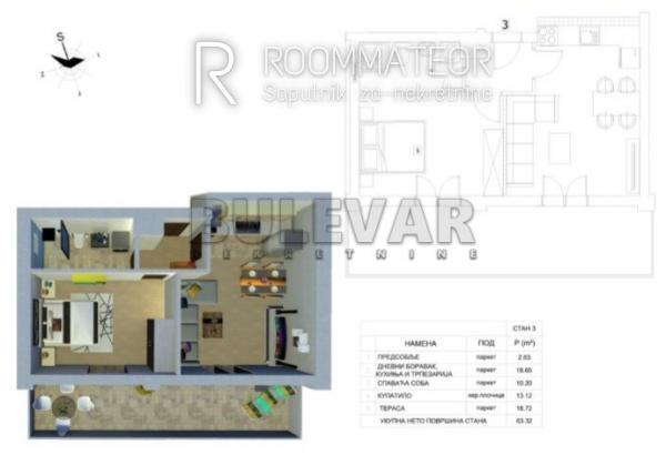Slika 7 - Njegoševa, Jednoiposoban stan na prodaju, 57m2, 82.650€