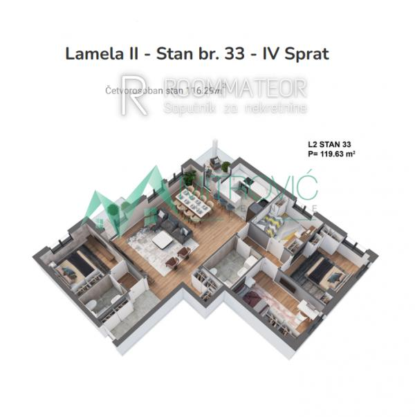 Glavna slika -Četvorosoban stan na prodaju, 116m2, 322.803€