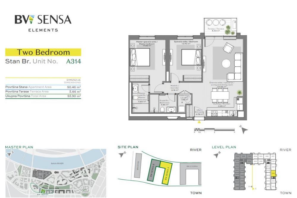 Glavna slika -Beograd na vodi, Trosoban stan na prodaju, 85.90m2