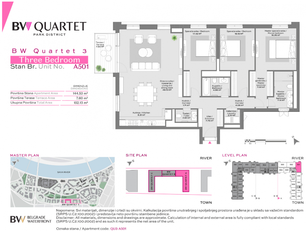 Glavna slika -Beograd na vodi, Četvorosoban stan na prodaju, 152.14m2