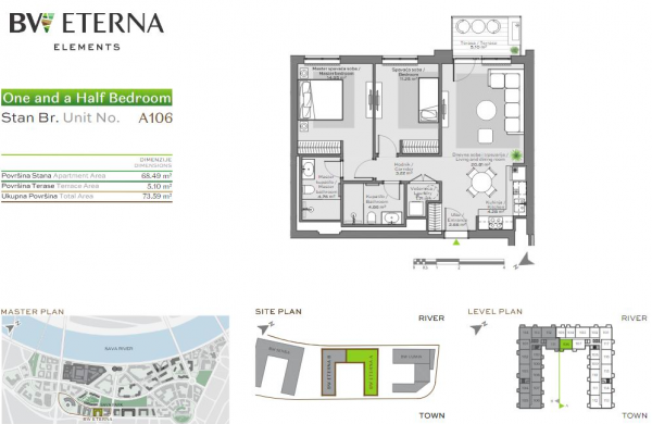 Glavna slika -Beograd na vodi, Trosoban stan na prodaju, 73.59m2