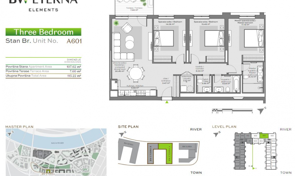 Glavna slika -Beograd na vodi, Četvorosoban stan na prodaju, 115.22m2