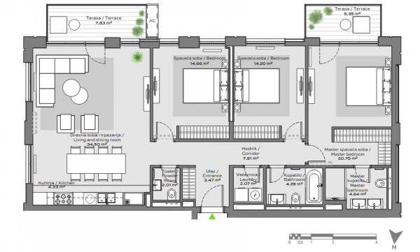 Glavna slika -Beograd na vodi, Četvorosoban stan na prodaju, 125.9m2