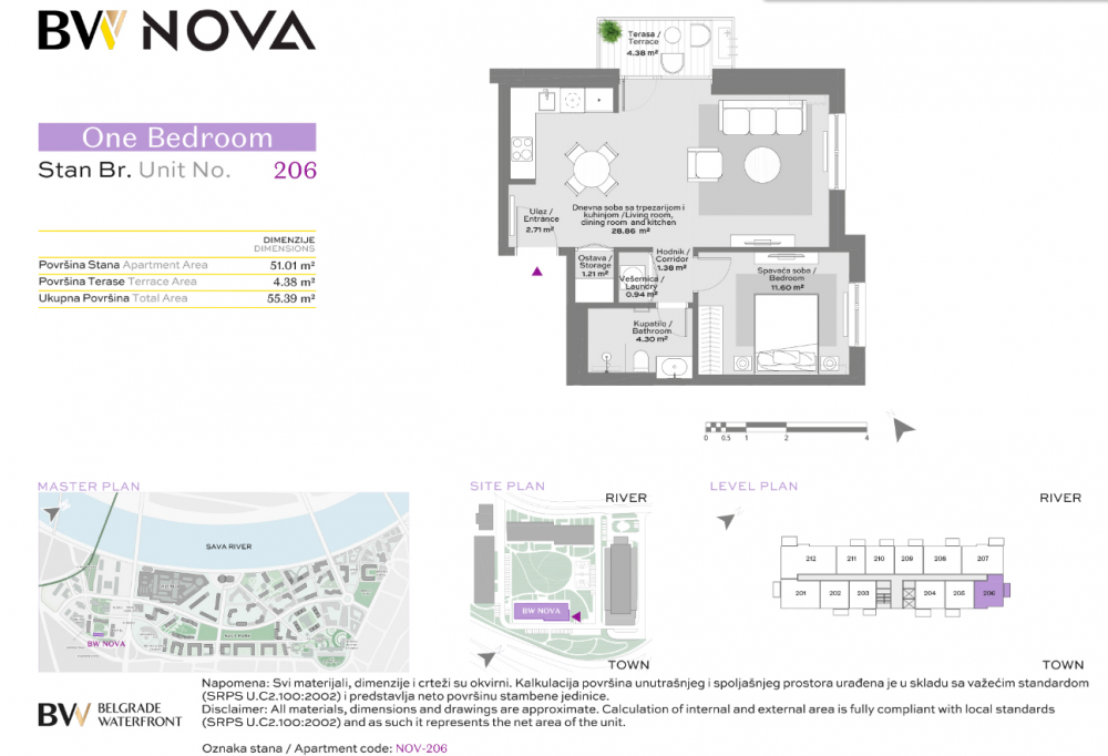 Glavna slika -Beograd na vodi, Jednoiposoban stan na prodaju, 55.39m2