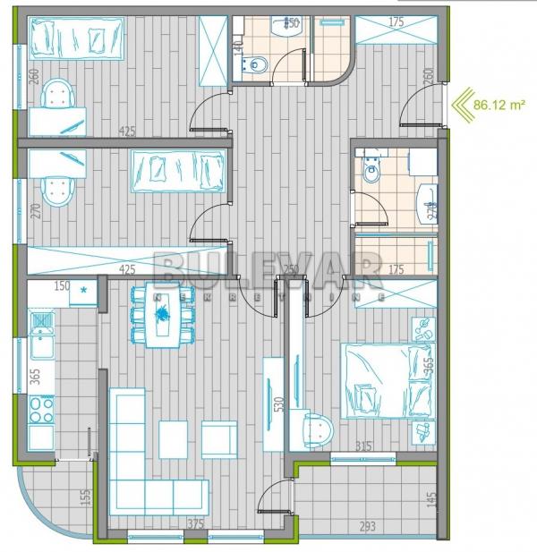 Slika 1 - Obilićev venac, Troiposoban stan na prodaju, 86m2, 189.470€
