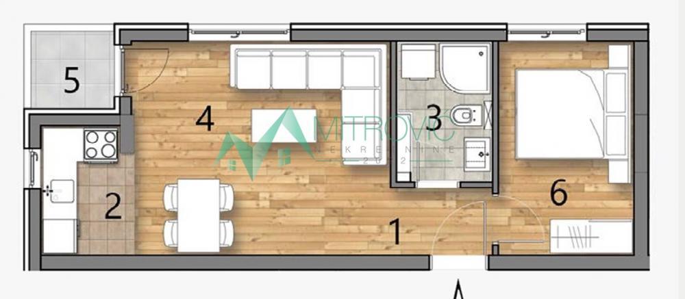 Glavna slika -Dvosoban stan na prodaju, 37m2, 93.762€