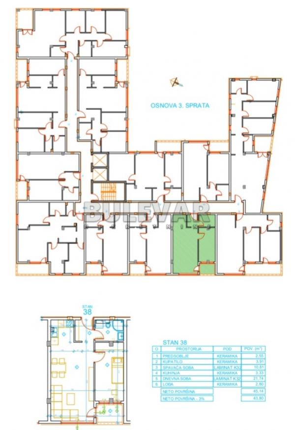 Slika 6 - Mokranjčeva, Jednoiposoban stan na prodaju, 45m2, 74.480€