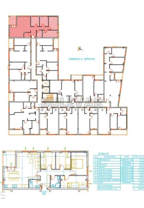 Slika 6 - Mokranjčeva, Četvorosoban stan na prodaju, 91m2, 150.200€