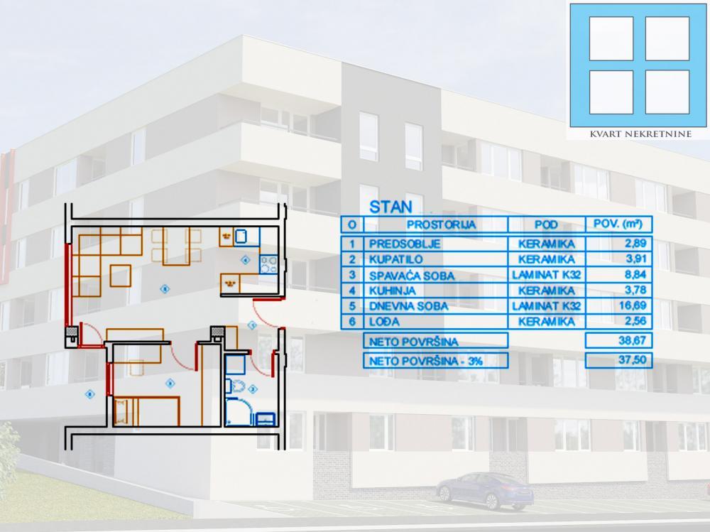 Glavna slika -Jednoiposoban stan na prodaju, 37m2, 56.250€