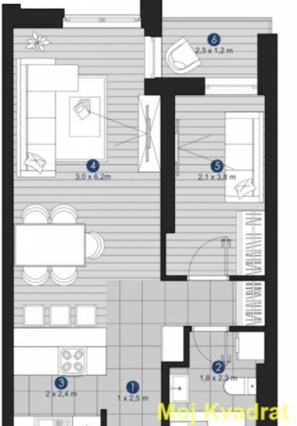 Glavna slika -Dvosoban stan na prodaju, 43m2, 151.692€