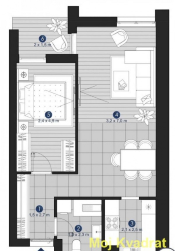 Glavna slika -Dvosoban stan na prodaju, 54m2, 190.028€