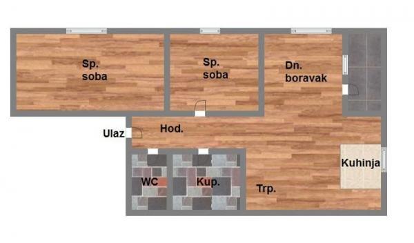 Glavna slika -Trosoban stan na prodaju, 60m2, 110.700€