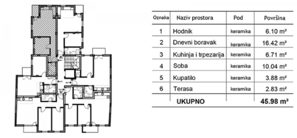 Slika 1 - Dvosoban stan na prodaju, 46m2, 135.450€