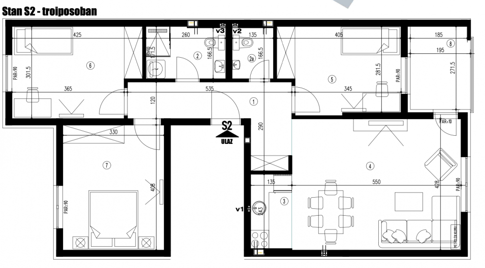 Slika 1 - Troiposoban stan na prodaju, 81.39m2
