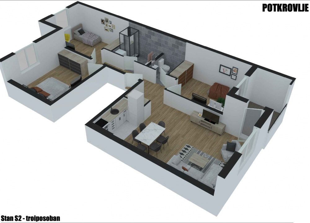 Glavna slika -Troiposoban stan na prodaju, 81.39m2