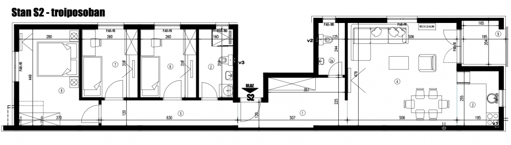 Slika 1 - Troiposoban stan na prodaju, 86.71m2