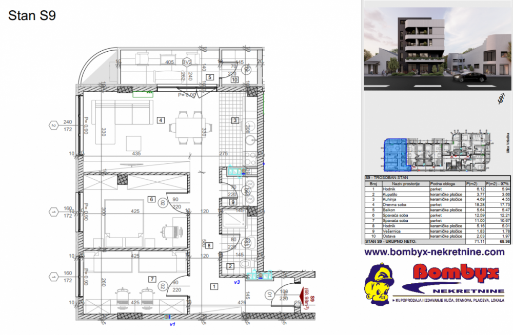 Glavna slika -Trosoban stan na prodaju, 69m2, 186.300€