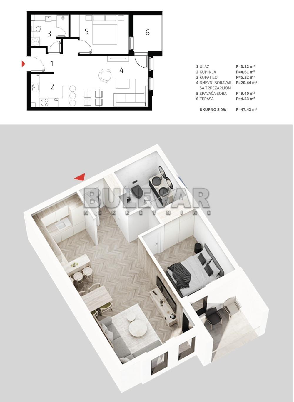Slika 3 - Mokranjčeva, Jednoiposoban stan na prodaju, 47m2, 82.990€