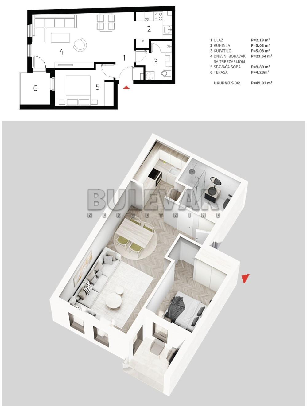 Slika 3 - Mokranjčeva, Jednoiposoban stan na prodaju, 49m2, 87.340€