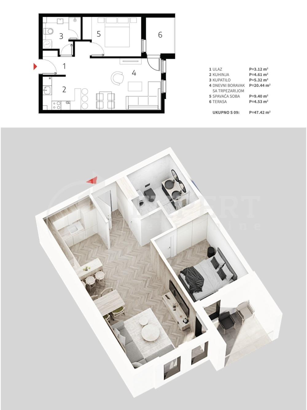 Slika 3 - Mokranjčeva, Jednoiposoban stan na prodaju, 47m2, 87.750€
