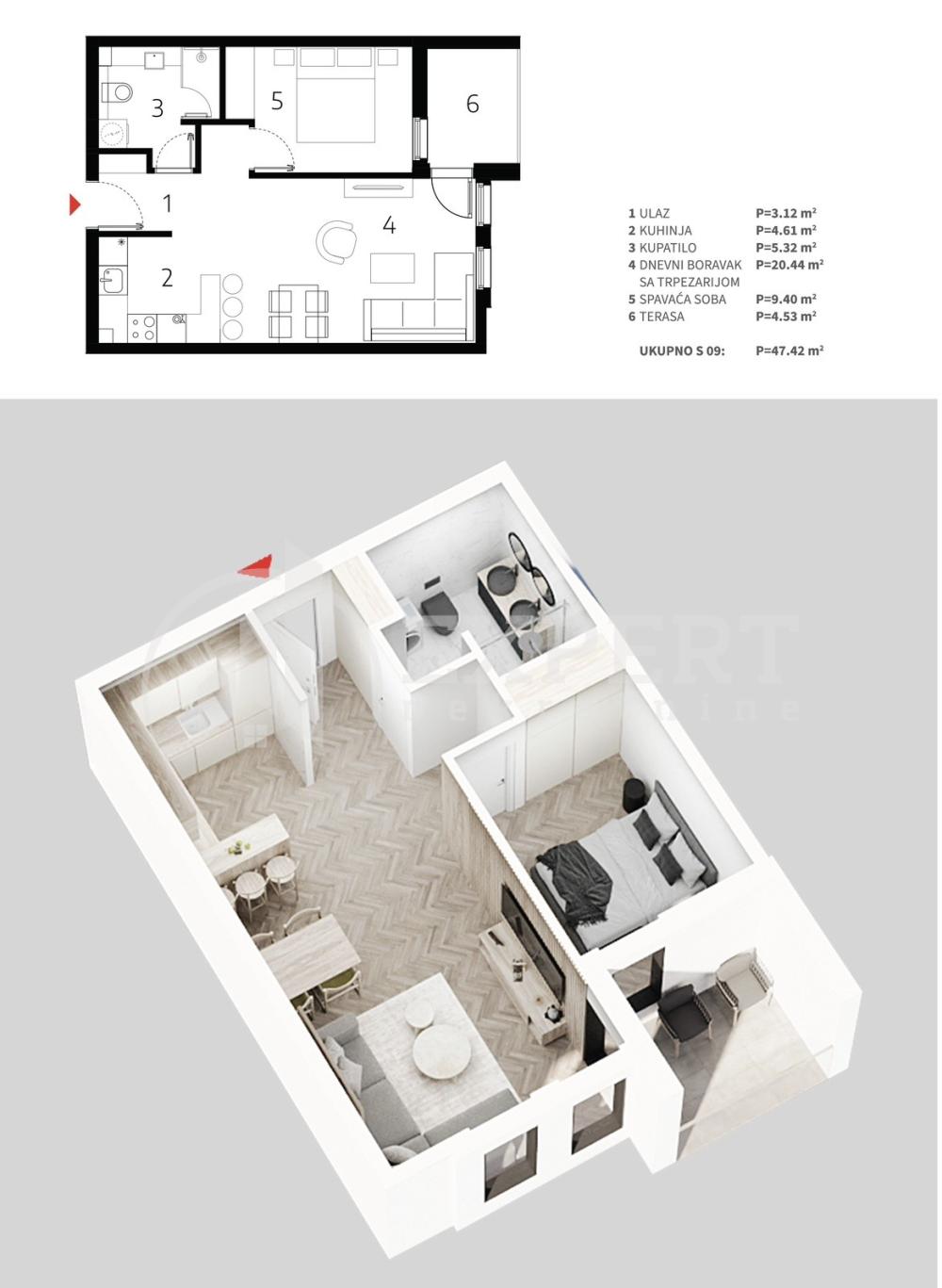 Slika 3 - Mokranjčeva, Jednoiposoban stan na prodaju, 47m2, 87.750€