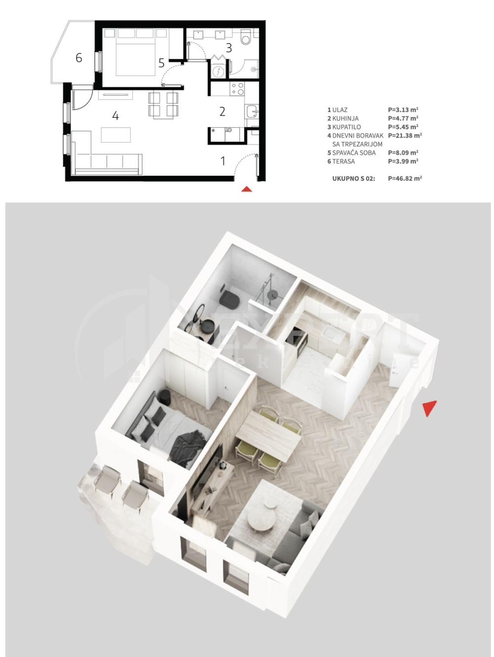 Slika 3 - Mokranjčeva, Jednoiposoban stan na prodaju, 46m2, 86.620€