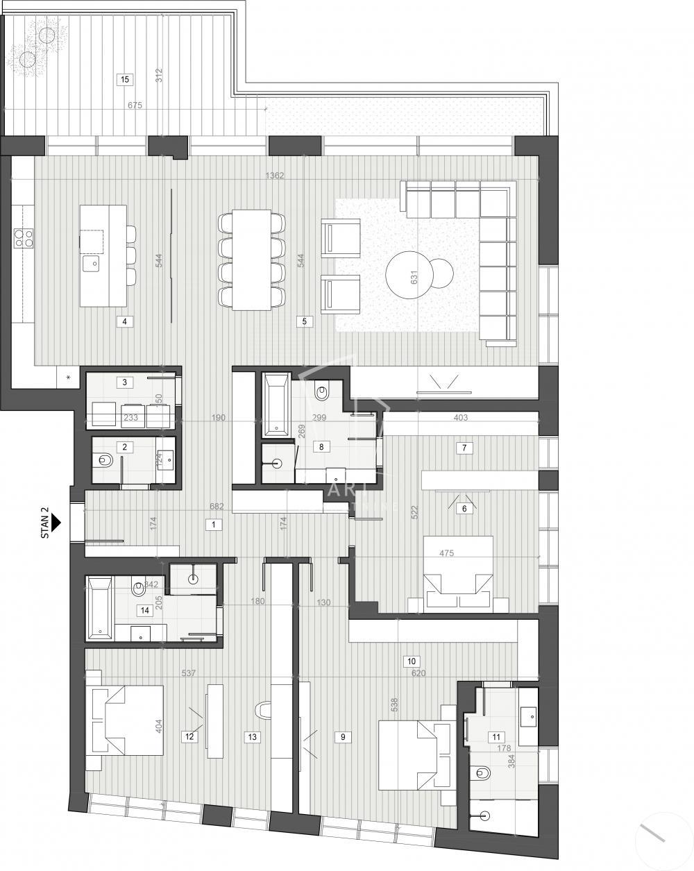 Glavna slika -Neznanog Junaka, Četvorosoban stan na prodaju, 221m2, 1.456.950€