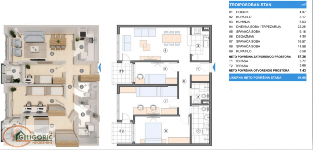 Glavna slika -Troiposoban stan na prodaju, 94m2, 246.168€