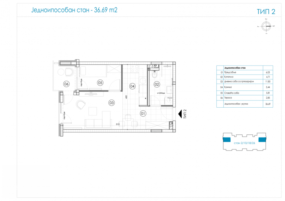 Slika 1 - Jednoiposoban stan na prodaju, 36m2, 99.063€