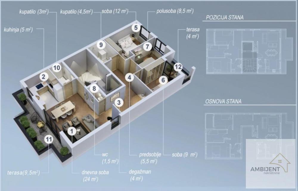 Slika 3 - Troiposoban stan na prodaju, 101m2, 334.400€