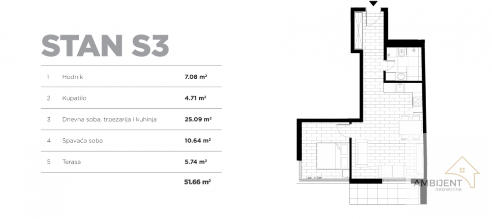 Slika 1 - Dvosoban stan na prodaju, 51m2, 180.810€