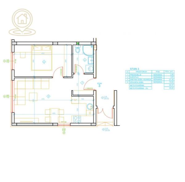 Slika 3 - Jednoiposoban stan na prodaju, 40m2, 60.000€