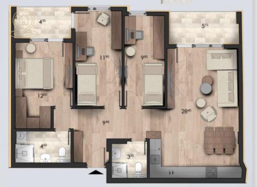 Slika 2 - Troiposoban stan na prodaju, 90m2, 220.500€