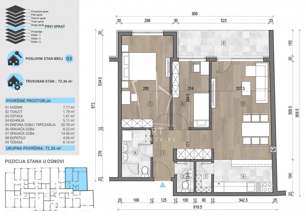 Slika 1 - Vojvode Stepe, Trosoban stan na prodaju, 72m2, 221.422€