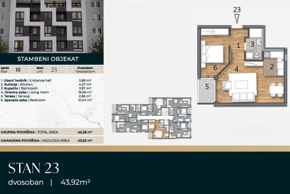 Slika 1 - Dvosoban stan na prodaju, 43m2, 122.976€