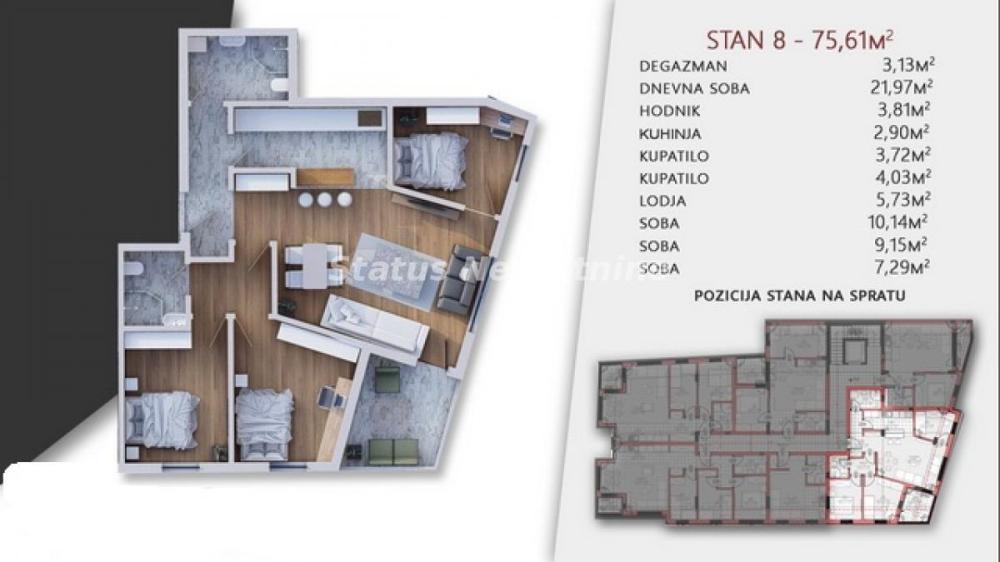 Slika 2 - Četvorosoban stan na prodaju, 77m2, 198.300€