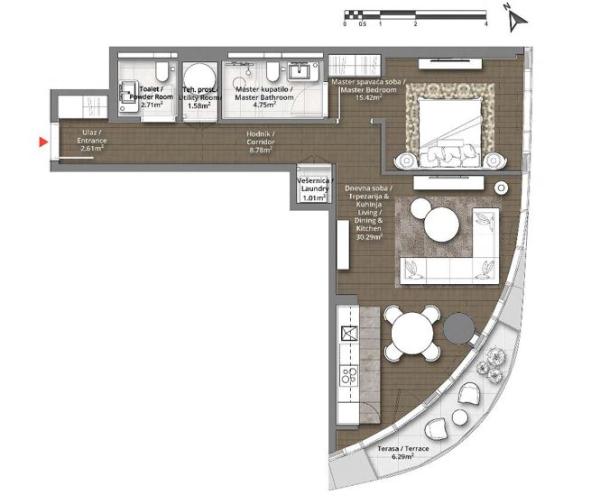 Slika 7 - Belgrade Waterfront - BW St. Regis Kula Beograd, Dvosoban stan na prodaju, 73m2, 656.888€